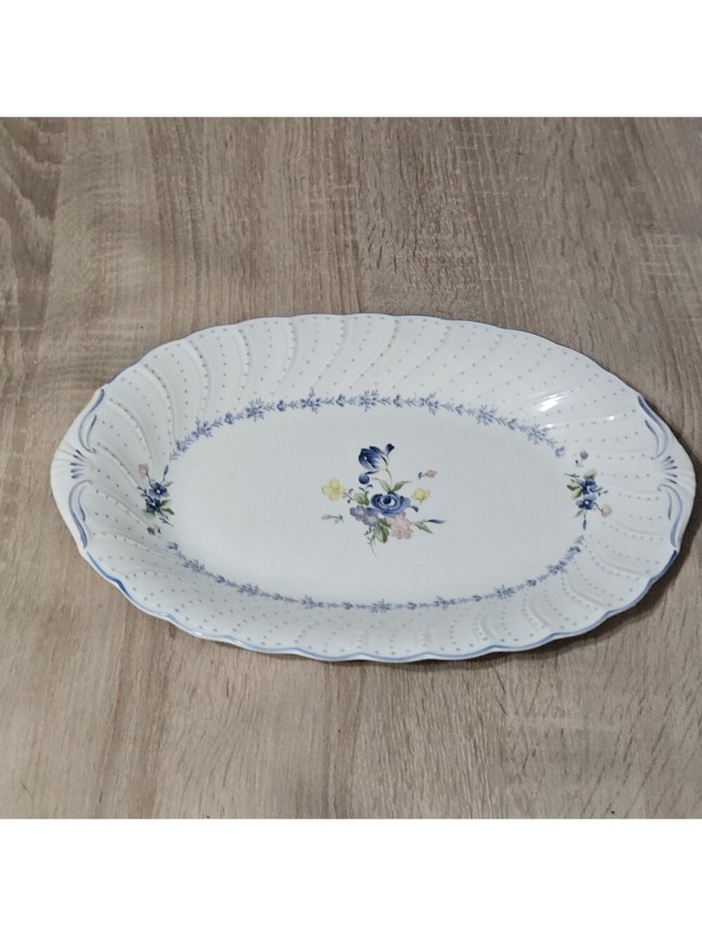 Vintage Nikko Blue Peony Oval Serving Platter 14” Porcelain Floral Cottage Core